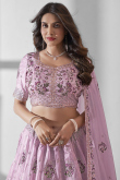 Light Purple Organza Sequins Embroidered Bridesmaid Lehenga 