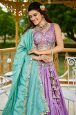 Light Purple Satin Embroidered Lehenga For Wedding