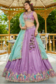 Light Purple Satin Embroidered Lehenga For Wedding