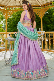 Light Purple Satin Embroidered Lehenga For Wedding