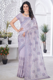Light Purple Sequins Embroidered Net Saree For Festival