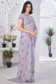 Light Purple Sequins Embroidered Net Saree For Festival