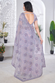 Light Purple Sequins Embroidered Net Saree For Festival