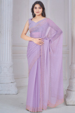 Light Purple Shimmer Chiffon Saree With Cutdana Work