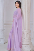 Light Purple Shimmer Chiffon Saree With Cutdana Work