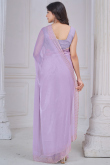 Light Purple Shimmer Chiffon Saree With Cutdana Work