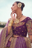 Light Purple Silk Blend Embroidered Lehenga For Wedding