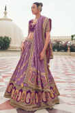 Light Purple Silk Blend Embroidered Lehenga For Wedding