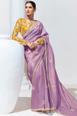 Light Purple Tissue Saree with Sequins Work for Diwali