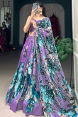 Light Purple Tussar Silk Lehenga With Printed Work For Diwali