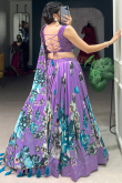 Light Purple Tussar Silk Lehenga With Printed Work For Diwali