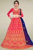 Light Red Satin Floor Length Lehenga Choli