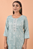 Light Teal Blue Cotton Kurti