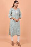 Light Teal Blue Cotton Kurti