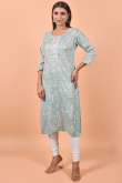 Light Teal Blue Cotton Kurti