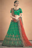 Jade Green Silk Lehenga with Silk Choli