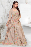 Light Weight Crepe Oat Beige Saree With Resham 