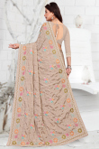 Light Weight Crepe Oat Beige Saree With Resham 