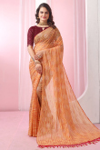 Light Weight Saree In Light Orange Georgette With Foil Print 