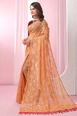 Light Weight Saree In Light Orange Georgette With Foil Print 