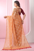 Light Weight Saree In Light Orange Georgette With Foil Print 