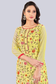 Light Yellow Chanderi Straight Cut Churidar Suit