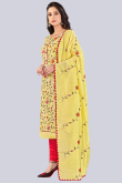 Light Yellow Chanderi Straight Cut Churidar Suit