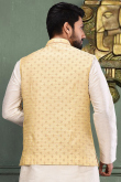 Light Yellow Cotton Men Waist Coat