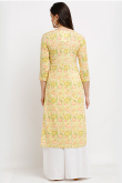 Light Yellow Cotton Straight Cut Kurti 