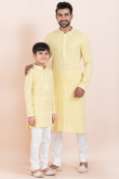 Light Yellow Embroidered Rayon Kurta Churidar For Festival
