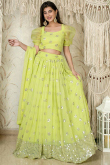 Light Yellow Georgette Lehenga with Zari Work for Party