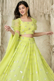 Light Yellow Georgette Lehenga with Zari Work for Party