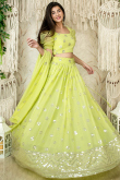 Light Yellow Georgette Lehenga with Zari Work for Party