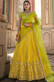 Light Yellow Net Embroidered Lehenga