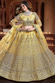 Light Yellow Net Embroidered Lehenga