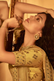 Light Yellow Organza Embroidered Lehenga