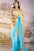 Light Yellow Tissue Printed Shimmer Saree 