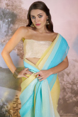 Light Yellow Tissue Printed Shimmer Saree 