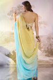 Light Yellow Tissue Printed Shimmer Saree 