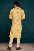 Light Yellow Viscose Embroidered Straight Cut Men's Kurta Pajama 