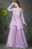 Lilac Organza Lehenga With Designer Choli And Jacket