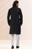 Linen Cotton Black Men's Kurta Churidar
