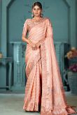 Linen Weaved Salmon Peach Light Weight Saree