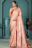 Linen Weaved Salmon Peach Light Weight Saree