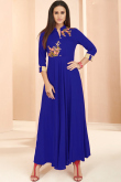 Blue Rayon Kurti With Resham Work