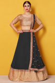 Black Soft net Lehenga with Art silk Choli