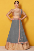 Grey Soft net Lehenga with Art silk Choli