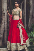 Red Net Wedding Lehenga With Sequence Choli