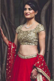 Red Net Wedding Lehenga With Sequence Choli