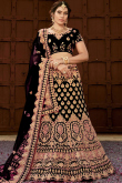 Black Silk Lehenga Choli with Resham, Zari & Stone Embellishment